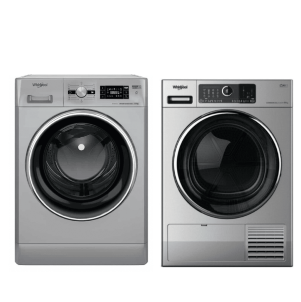 Whirlpool poluprofesionalni set: Perilica rublja 11 kg AWG 1114 SD + kondenzacijska sušilica 9 kg AWZ9HPS/PRO